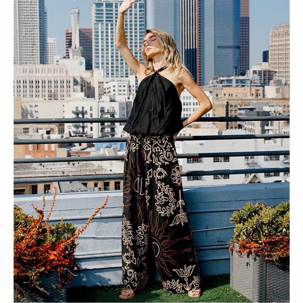 NWT Cibeon Seleste Printed Wide Leg Belted Pants size XL reg $109